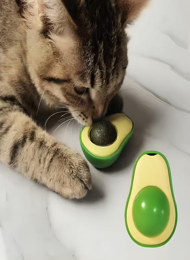 PET FUN لعبة كرات النعناع البري الصالحة للأكل من بيت فن للقطط والقطط الصغيرة | لعبة مضغ دوارة على شكل جدار، نعناع بري لصحة الأسنان والتنظيف واللعق | نفس منعش ولعب (عبوة واحدة، على شكل أفوكادو) - Image 1